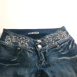 Woman's Silver Studded (Sky Jeans) Blue Jeans